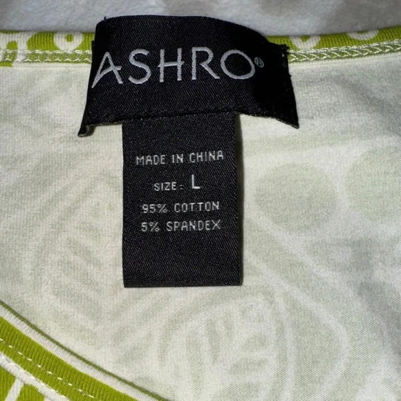 NWT Ashro Dress Size L Green White Long Sleeve Knee Length Garden Party Church - Picture 3 of 11